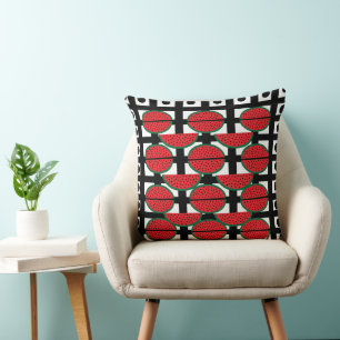 Watermelon Summer Fruit Geometric Pattern Throw Pillow