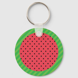 Watermelon summer fruit pink black green food keychain