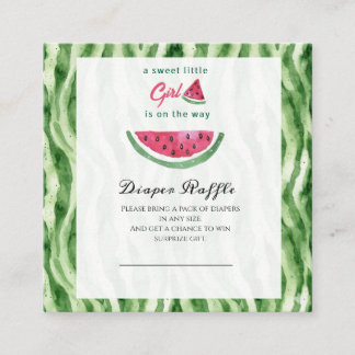 Watermelon Summer Girl Baby Shower Diaper Raffle Enclosure Card