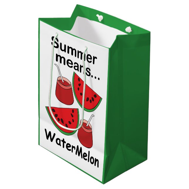 Watermelon Summer Means Watermelon Fruit Party Medium Gift Bag (Front Angled)