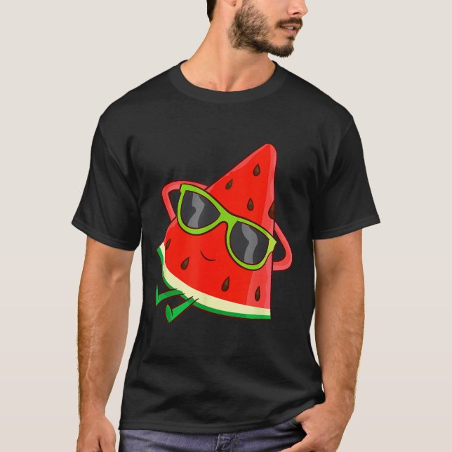 Watermelon Summer Melon With Sungles Funny Waterme T-Shirt (Front)