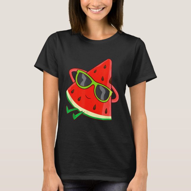 Watermelon Summer Melon With Sungles Funny Waterme T-Shirt (Front)