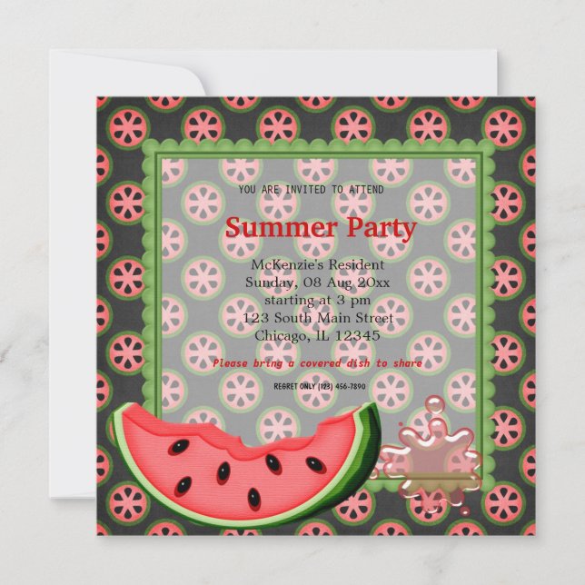 Watermelon Summer Party Invitation (Front)