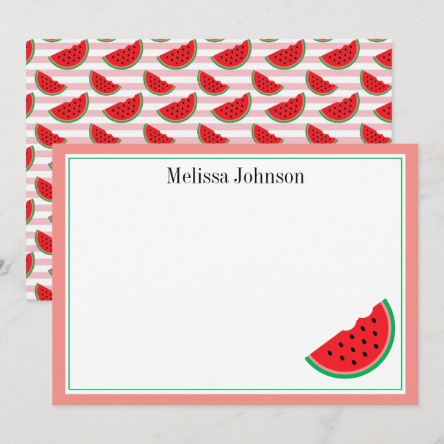 Watermelon Summer Personalized Stationery Card (Front/Back)