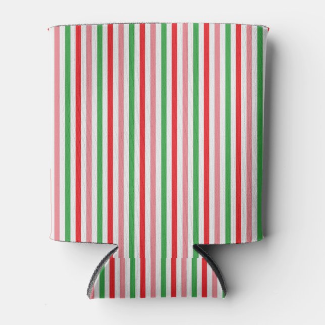Watermelon Summer Stripes Digital Paper  Can Cooler (Front)