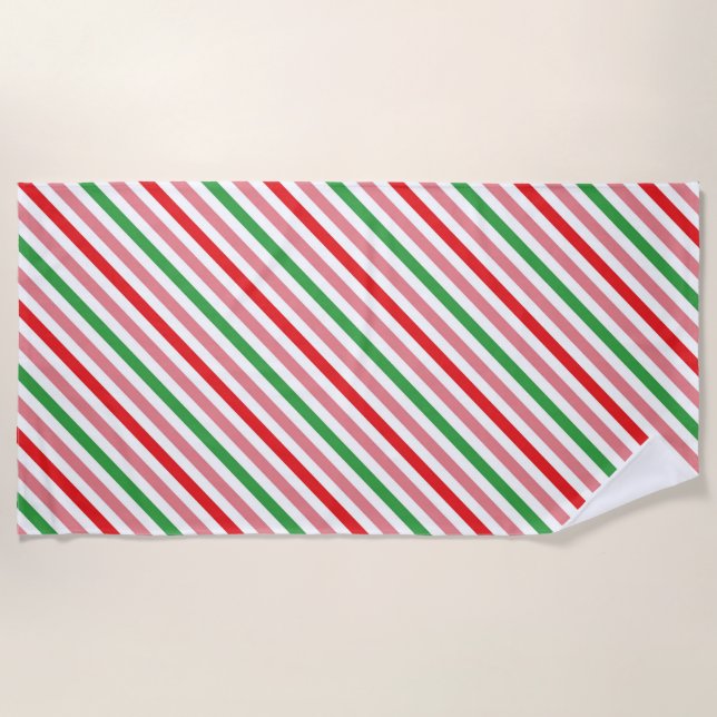 Watermelon Summer Stripes Pattern-56206 Beach Towel (Front)
