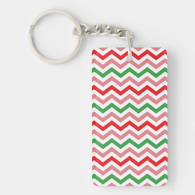Watermelon Summer Zigzag Stripes Pattern-56209 Keychain (Front)