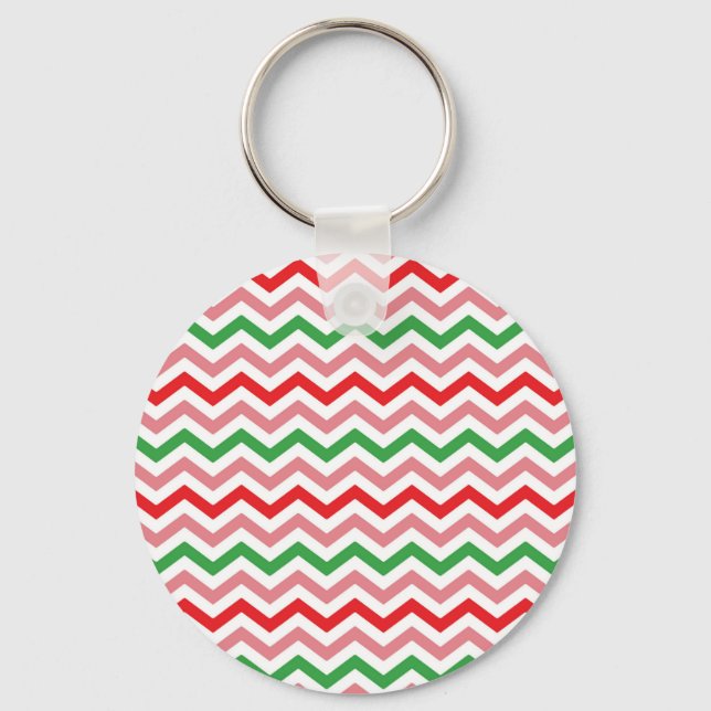 Watermelon Summer Zigzag Stripes Pattern-56209 Keychain (Front)