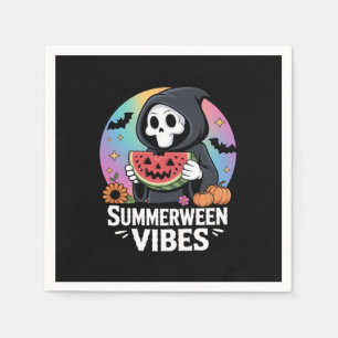 Watermelon Summerween Skeleton Vibes Napkin