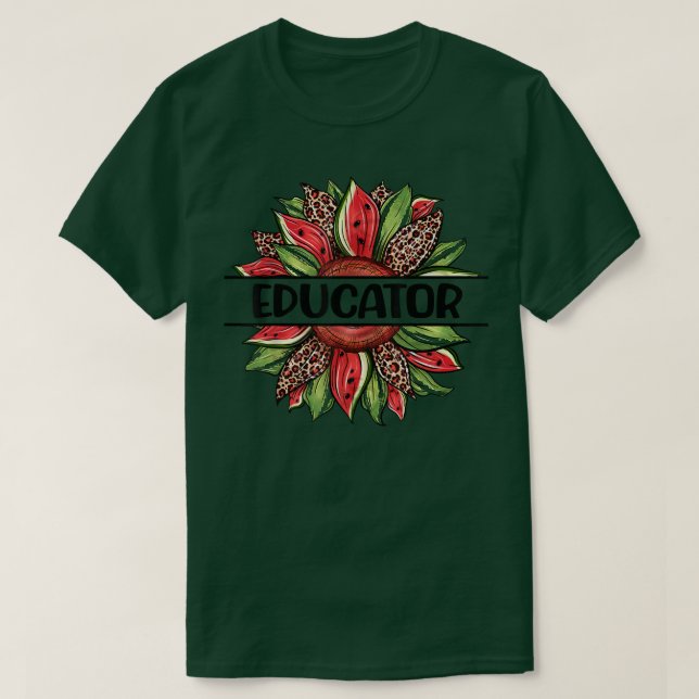 Watermelon Sunflower Hello Summer Educator  T-Shirt (Design Front)