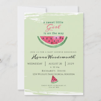 Watermelon Sweet Girl Summer Baby Shower  Invitation