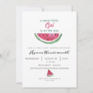Watermelon Sweet Girl Summer Baby Shower  Invitation