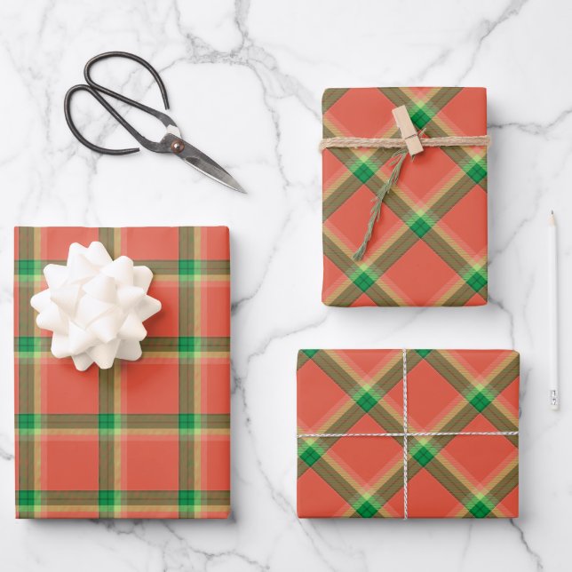 Watermelon Tartan Wrapping Paper Sheets (Front)