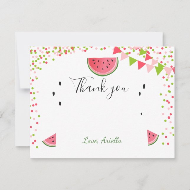 Watermelon Thank You Card One in a melon Summer (Front)