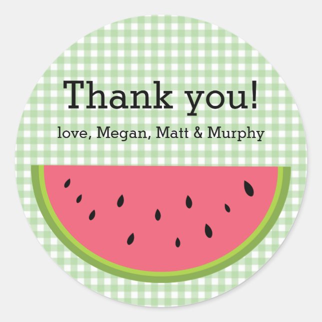 Watermelon Thank You Classic Round Sticker (Front)