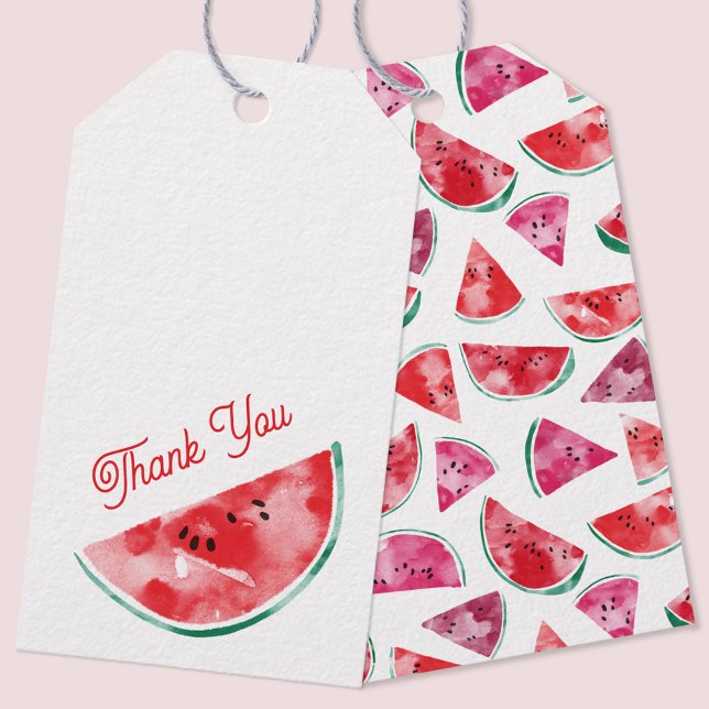 Watermelon Thank You Gift Tags (Watercolor watermelon themed gift or party favor tag)