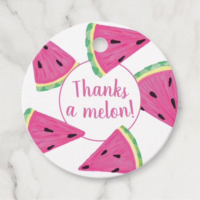 Watermelon Thanks a Melon Favour Tags (Front)