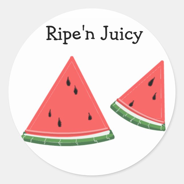 Watermelon that's Ripe'n Juicy Classic Round Sticker (Front)