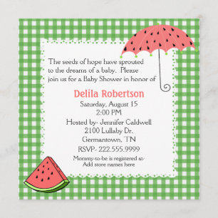 Watermelon Theme Baby Shower Custom Invitation