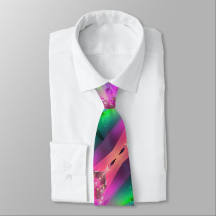 Watermelon Tourmaline Neon Green Hot Pink Abstract Tie