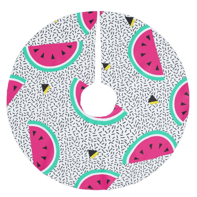 Watermelon triangles: retro summer texture. brushed polyester tree skirt (Front)