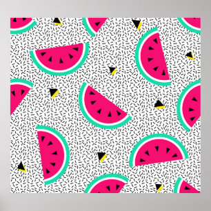 Watermelon triangles: retro summer texture. poster
