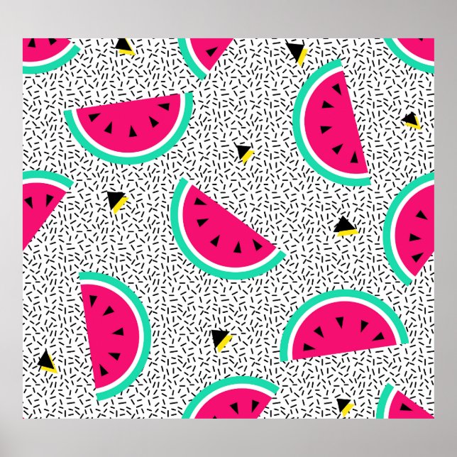 Watermelon triangles: retro summer texture. poster (Front)