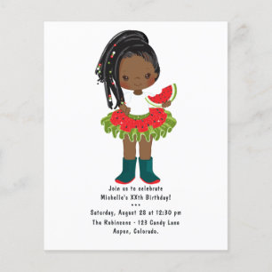 Watermelon Tutu American Black Girl Birthday Party Flyer