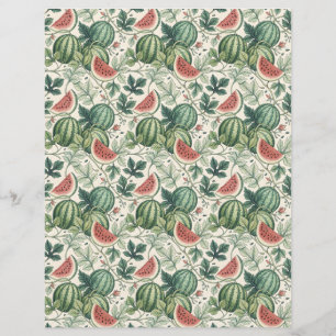 Watermelon vintage bontanic scrapbook paper beige