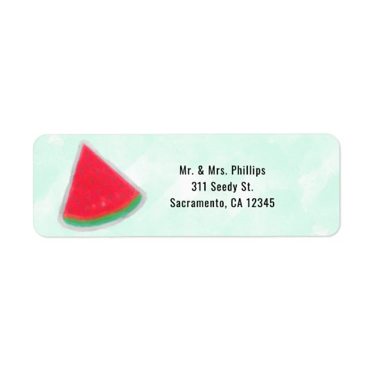 Watermelon Watercolor Birthday Party Invitation Return Address Label