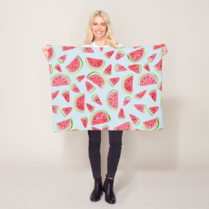 Watermelon watercolor colourful fleece blanket