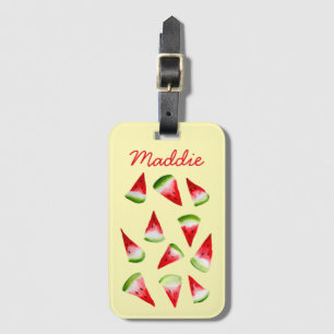Watermelon watercolor cute fruit luggage tag