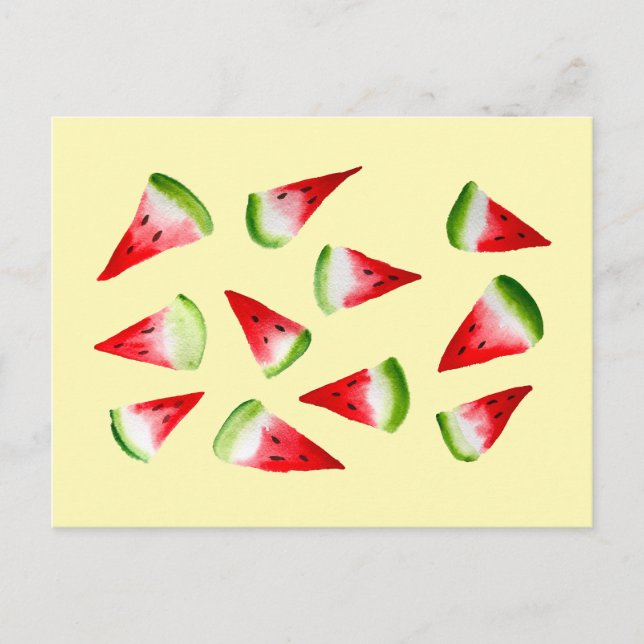 Watermelon watercolor cute fruit postcard (Front)