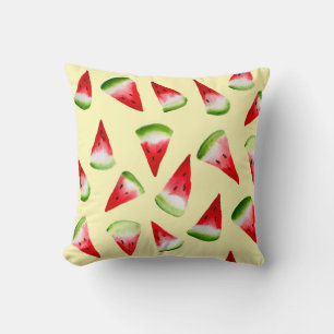 Watermelon watercolor cute fruit throw pillow