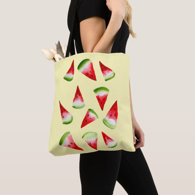 Watermelon watercolor cute fruit tote bag (Close Up)