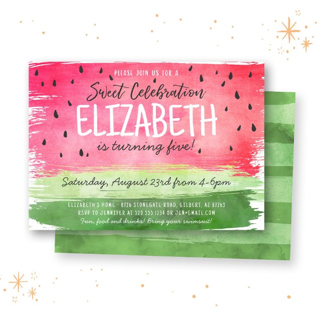 Watermelon Watercolor Invitation d'anniversaire (Créateur téléchargé)
