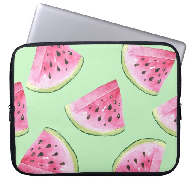 Watermelon watercolor, seamless summer pattern. laptop sleeve (Front)