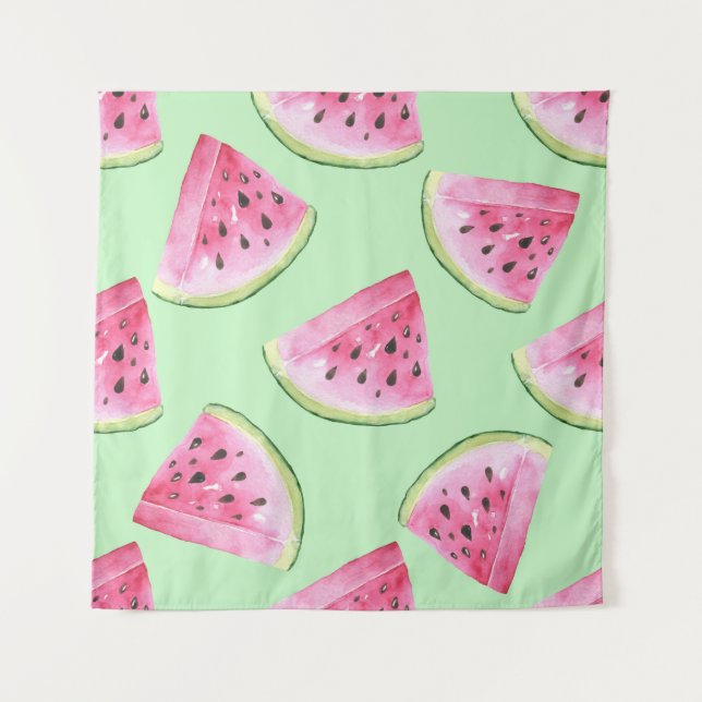 Watermelon watercolor, seamless summer pattern. tapestry (Front)