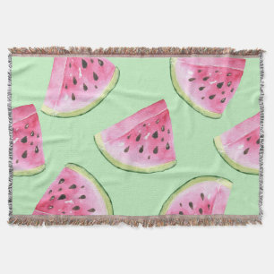 Watermelon watercolor, seamless summer pattern. throw blanket