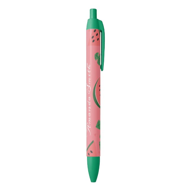 Watermelon Watermelon Fruit Pink Red Black Ink Pen (Bottom (Vertical))