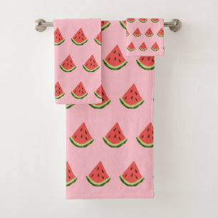 Watermelon Wedges Bath Towels (Pink & Red)