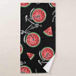 Watermelon wheel bicycles, summer pattern. bath towel