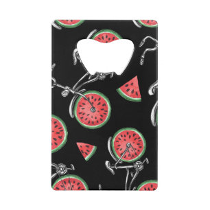 Watermelon wheel bicycles, summer pattern. credit card bottle opener