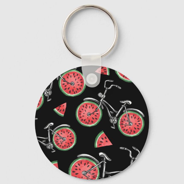 Watermelon wheel bicycles, summer pattern. keychain (Front)