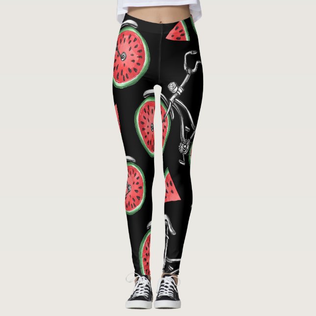 Watermelon wheel bicycles, summer pattern. leggings (Front)