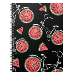Watermelon wheel bicycles, summer pattern. notebook