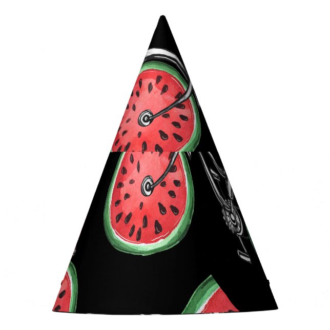 Watermelon wheel bicycles, summer pattern. party hat (Front)