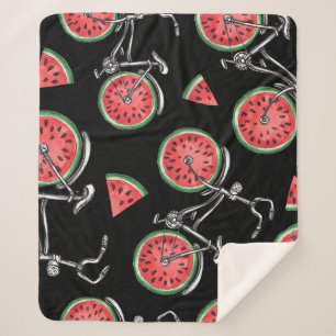 Watermelon wheel bicycles, summer pattern. sherpa blanket