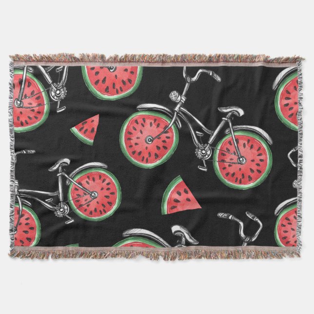 Watermelon wheel bicycles, summer pattern. throw blanket (Front)