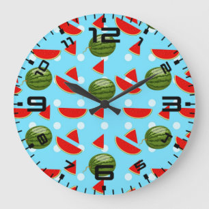 Watermelon With Slice Large Clock